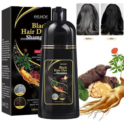 3 in 1 Natürliches Kräuter-Haarfärbeshampoo, Haarfarbenshampoo für graues Haar, Dunkelbraun und Schwarz, für Frauen und Männer, Grauabdeckung, 100 ml
