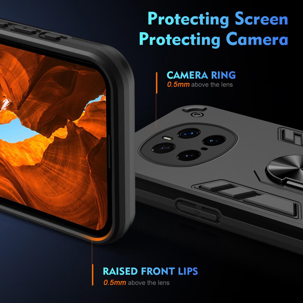 For Honor Magic7 Pro 5G Case PC+TPU Drop Defend Phone Cover with Ring Kickstand