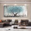 Poster su Tela Astratto Albero della Vita Colore Turchese Albero Stampe di Arte Murale Botanica per Decorazione Paesaggistica Soggiorno Casa Moderna