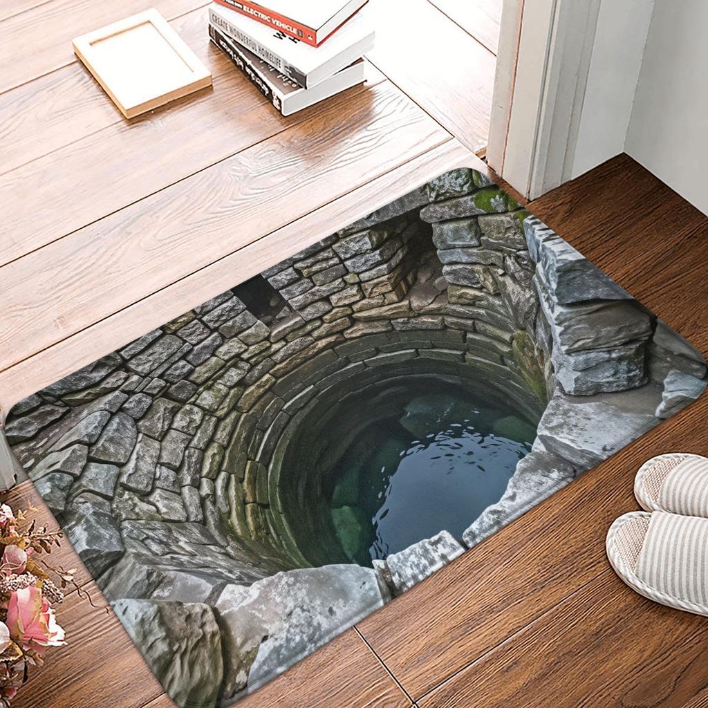 3D Visual Illusion Deep Pit Trap Front Floor Door Entrance Mat Indoor  Kitchen Bath Doormat Bedroom Carpet Rug