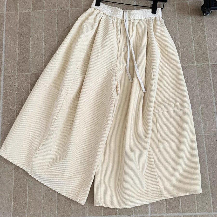 Slimming Effect Corduroy Wide Leg Pants Women Casual Style High Waist Polyester Fiber Comfortable Autumn Arrival