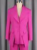AOMEI Women Hot Pink Tailored Blazer Long Sleeve Lapel Slim Fit Career Office Workwear Business Casual