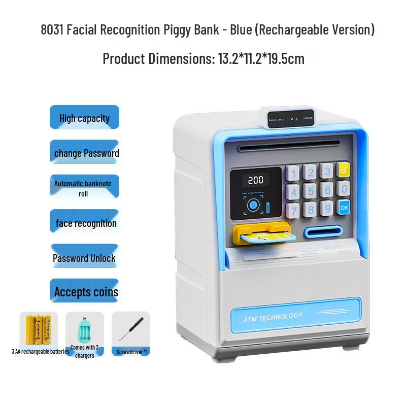 Smart Kids' ATM Money Saving Box with Face Recognition and Automatic Bill Rolling