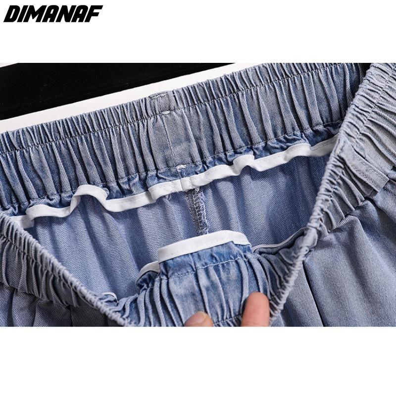 DIMANAF Plus Size 2025 Women Pants Summer Short Jeans Denim Fashion Oversize Elastic Waist Loose Pants Basic