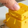 Cheese Shaped Clicker Simulated Fidget Keychain, 3D Printed Cube Finger Clicker, Toy Anxiety Stress Relief Push Button for Office Classroom