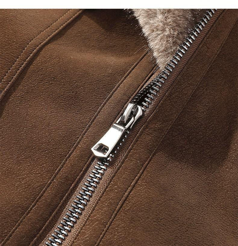 Herren Plus Size Leder- und Pelz-Reversjacke - Herbst/Winter Kollektion