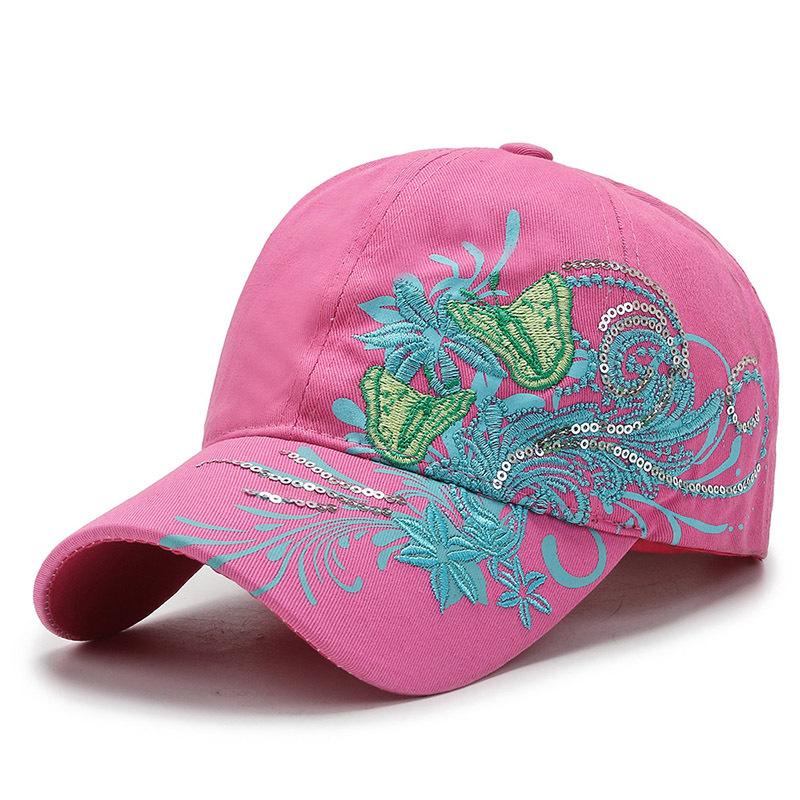 Spring and summer outdoor travel cap universal dome baseball cap embroidered floral decoration sunshade sun protection cap