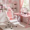 Gaming Chair, Ergonomic Gamer Chair with Lumbar Support, Footrest, Bunny Ears Headrest Pillow, Pink