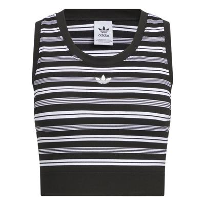 Originals Gestreiftes Gepolstertes Tanktop Bequem Modetrend Sportweste Damen Tops Schwarz KE3721