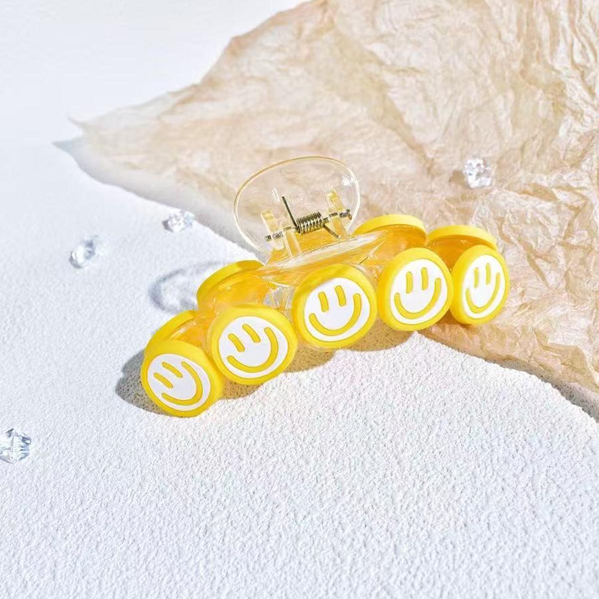 

1pc Multi-Color Smiling Face Hair Clip For Girls, Cute Hair Claw, Suitable For Daily Wear XL