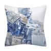 Snow Christmas Pillowcase Blue and White Printed Cushion Cover Snowflake  Tree Throw