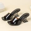 2026 Damen Transparentes Absatz Quadratische Zehenpartie High-Heel Sandalen - Braun/Schwarz Sommer Outdoor Atmungsaktive Einzelriemen Pantoletten