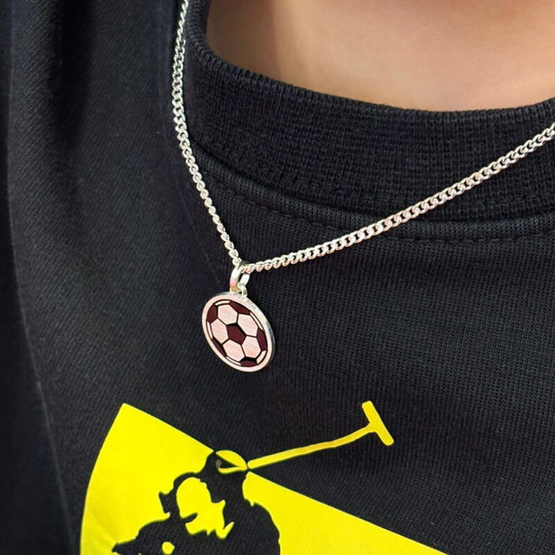 Silver 925 Soccer Ball Child Lost Prevention Necklace