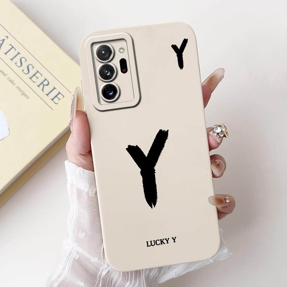 For Samsung Galaxy Note 20 Ultra Note20 Lucky Initial Letter Phone Case For Samsung Note 20 20Ultra 5G Soft Silicone Cases