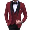 Mens Suits 3 Piece Black Shawl Lapel Casual Tuxedos for Wedding Groomsmen Suits Men (Blazer+Vest+Pant)