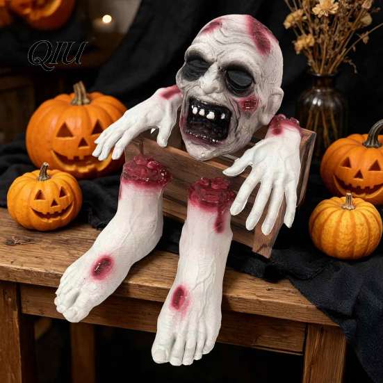 Artificial Bloodstains Anatomy 5 Pcs Halloween Body Parts Prop, Realistic Broken Head Hands Feet Set, Scary Prank Interactive Accessories Blood