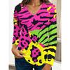 Autumn Women's 3D Leopard Print V-Neck Long Sleeve T-Shirt