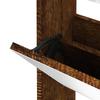 Shoe Cabinet with Mirror 3 Flip Down Compartments Smoked Oak Finish 63 x 17 x 102.5 cm
