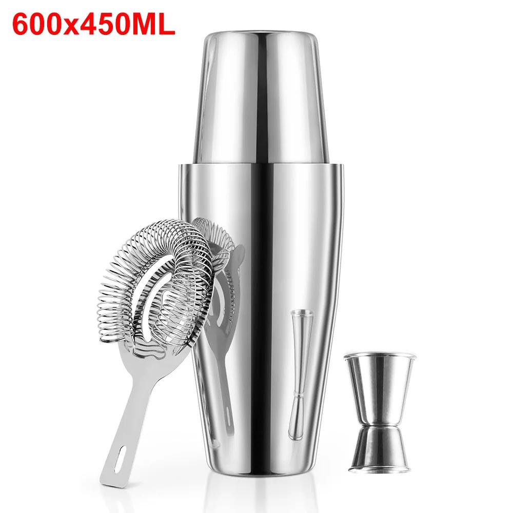 4/5pcs Professional Boston Cocktail Shaker Set Stainless Steel Bartender Wine Cup Cocktail Mixer Martini Cocktail Shaker Bar Set