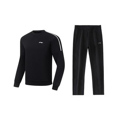 Li Ning Minimalistyczny Pasiasty Wygodny Wszechstronny Pulower z Okrągłym Dekoltem Bluza z Długim Rękawem Casualowy Strój Sportowy Unisex Bluza Czarna AWDU95-1-AKL81-1