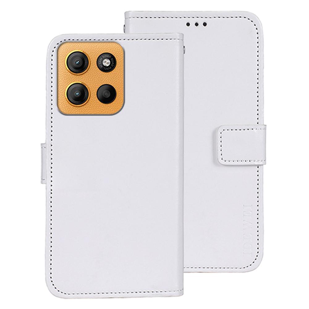

For Motorola Moto G15 4G Stand Case Crazy Horse Texture Leather Phone Cover White