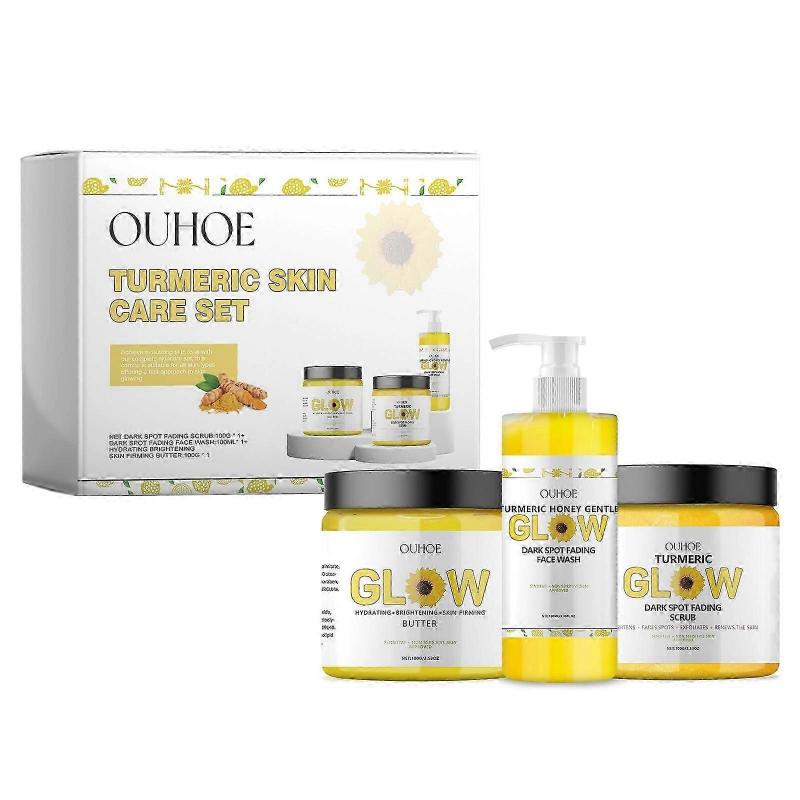Turmeric Glow Combo Skincare Set, 3 In 1 Turmeric Combo Skincare Set, Turmeric Glow Combo Cleanser