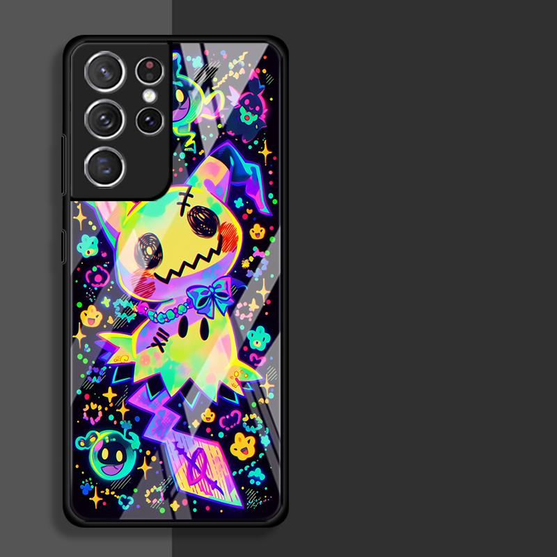 Luxury Phone Cover Glass Case for Samsung Galaxy S26 S25 Ultra S23 Plus S23+ S24+ S22 S24 S25+ S20 FE S21 Funny Pokemon Mimikyu
