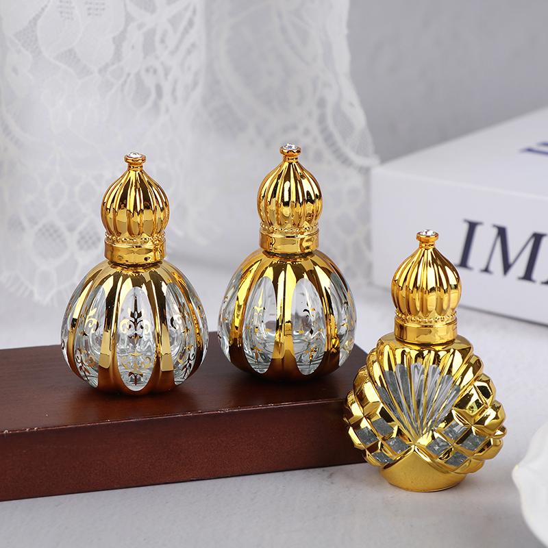 13Ml Roll On Bottle Glass Mini Essential Oil Container Portable Cosmetic Vials Blending Perfume Bottle Gold Empty Roll-On Bottle
