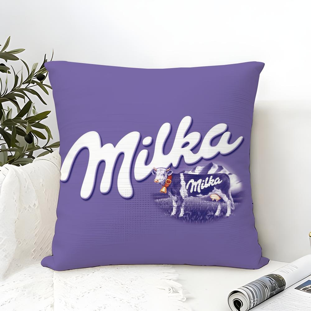 Funny Milka Purple Pillow Case Cotton Linen Fabric Square Zipper Pillowcase Home Decorative Living Room