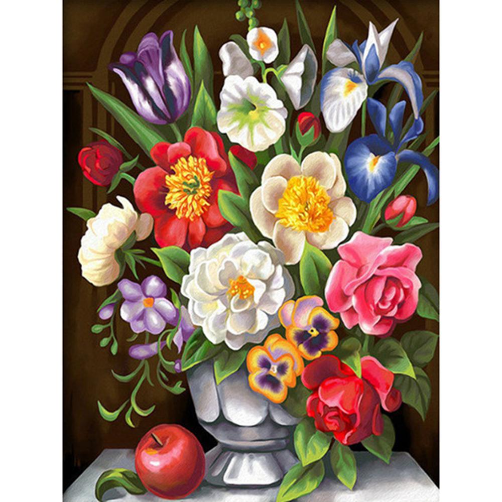 

5D Алмазная живопись Мозаика искусства Красивая цветочная композиция площадь / круглый Бриллиантовая вышивка Подарок или украшение