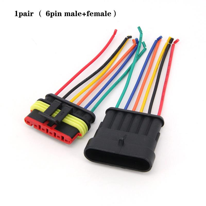 1pair 1P 2P 3P 4P 5P 6P Way Waterproof Electrical Auto Cord Connector Male Female Plug 18awg with Wire Cable for Car Motorcycle