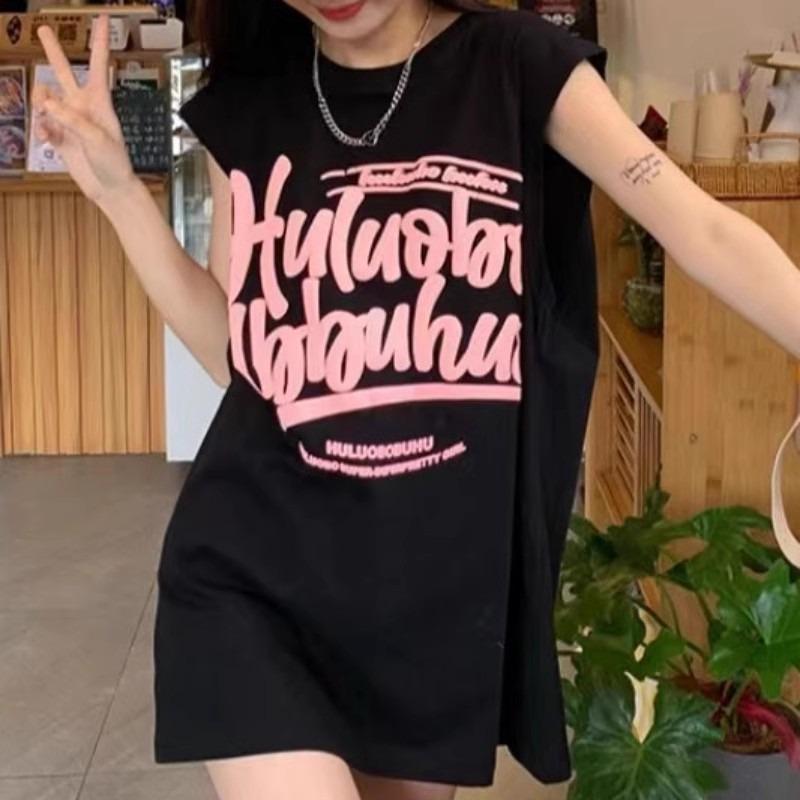 Women's Mid-length T-shirt Summer Student Pajamas Top I Small Vest Home Nightdress