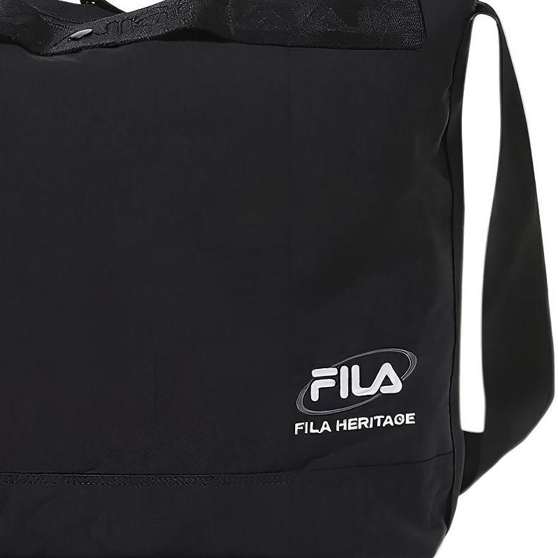 Fila Logo Zipper Closure Nylon Shoulder Crossbody Bag Large Unisex Bags Black FS3BCF6332X-BLK