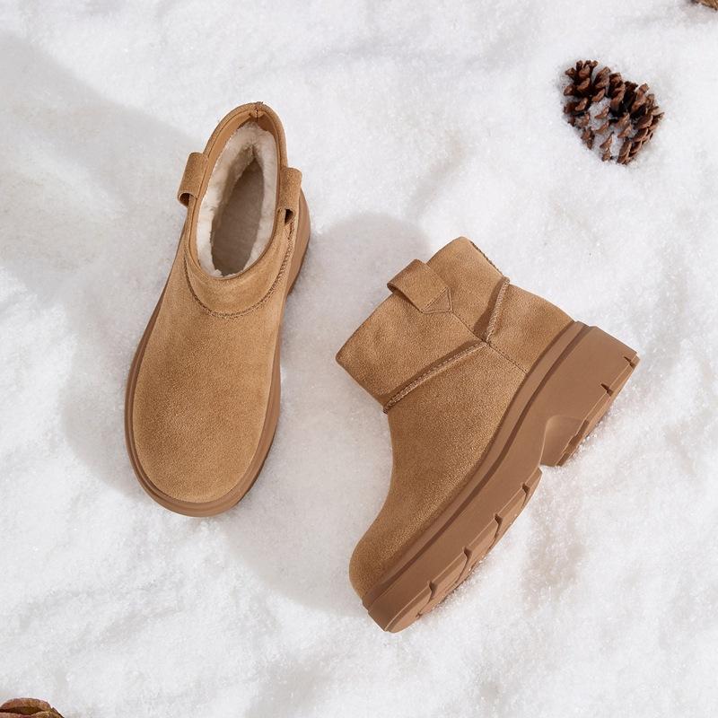 heightened thick-soled winter piled thickened snow boots women s fur integrated non-slip warm large cotton shoes 32