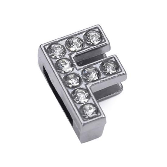 Rhinestone Letter Beads Alloy A To Z Charms Slide Letter Charms Small Spacer Beads for DIY Jewelry Making Keychain Cell Phone Chain Bracelet Craft