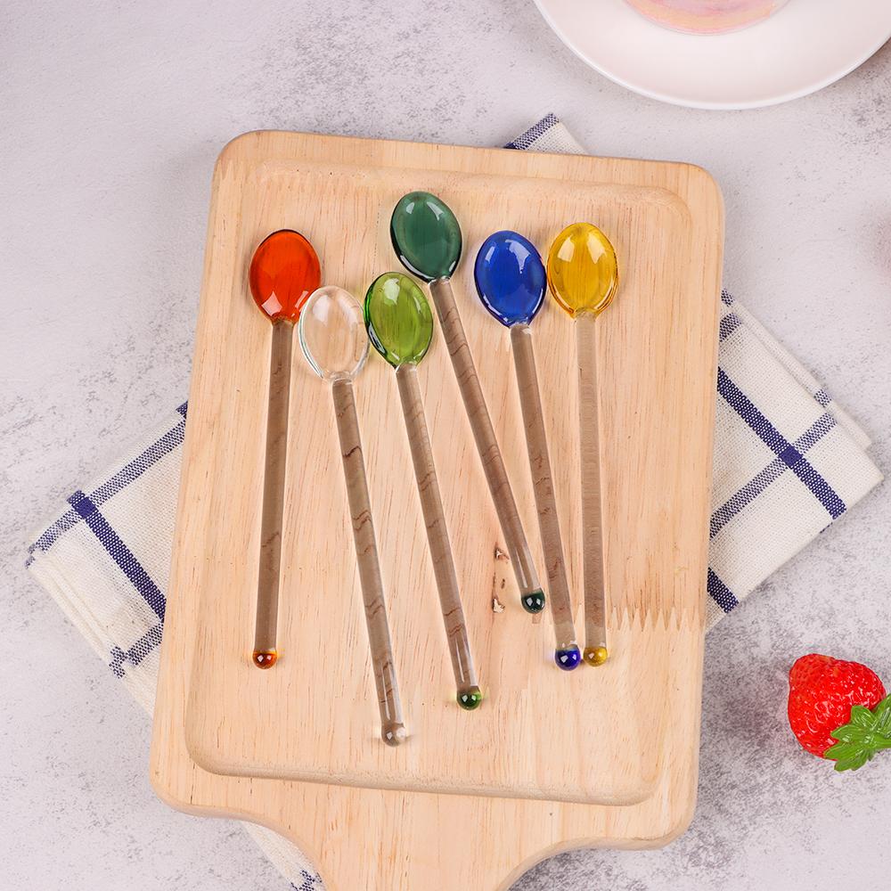 Home Kitchen Stirring Spoons Tableware Coffee Scoops Glass Long Handle Tea Spoons