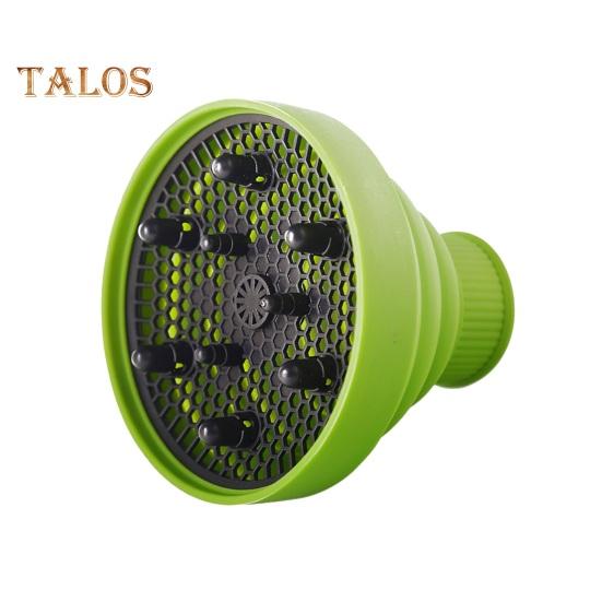 

Складной фен для волос, насадка-диффузор, рассеиватель тепла, силиконовый диффузор для вьющихся волос, универсальная насадка 1,57–1,99 дюйма зелёный