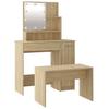 Vanity Table Set with LED Sonoma Oak Engineered Wood