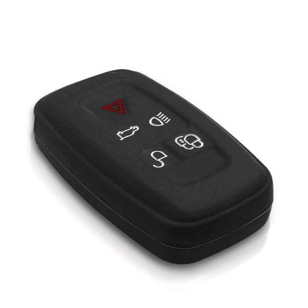 KEYYOU 5 Button Silicone Car Key Case For Land Rover Discovery 4 Range Rover Sport Vouge 2009-2012 LR4 Evoque