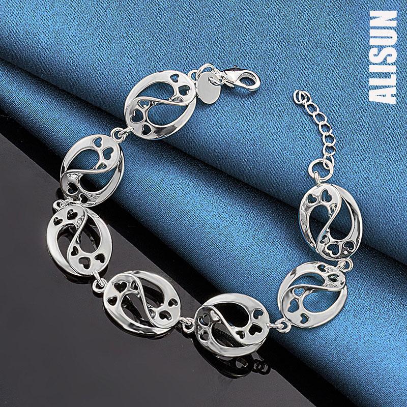 925 Sterling Silver Heart Bracelet Fashionable Wedding Jewelry