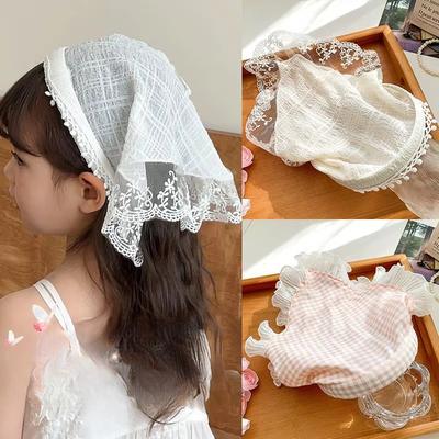 Cute Toddler Arcadian Girl Hair Hoop Sweet Princess Lace Ruffle Plaid Headband for Kids Spring Summer Fashion Children Headwear