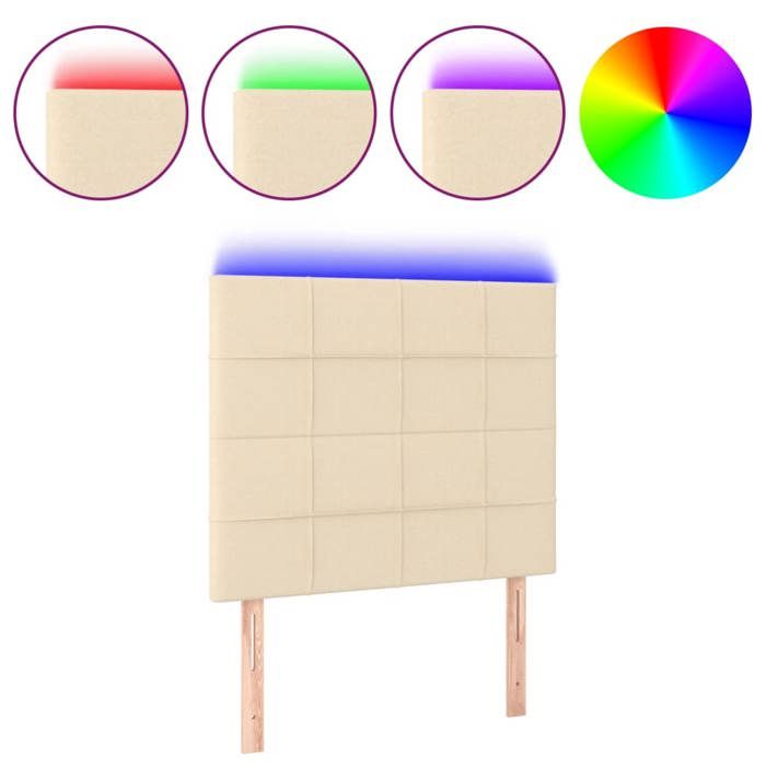 VidaXL Tête de Lit à LED Meuble de Chambre à Coucher Accessoire de Lit Simple Tête de Cadre de Lit Intérieur Crème 3122419