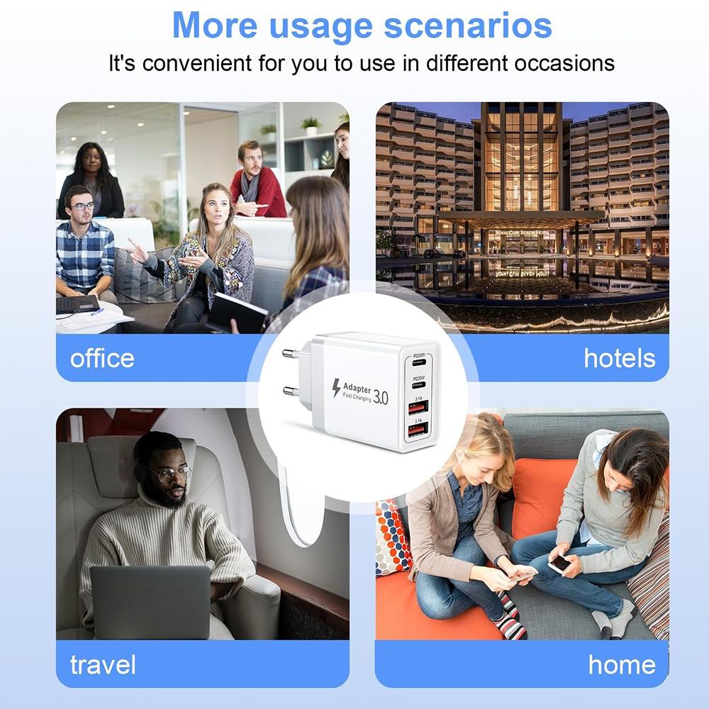 40W USB C Charger Fast Charging USB Type C Wall Charger Adapter PD QC3.0 Quick Charge for IPhone Samsung S23 S21 Laptop Tablet