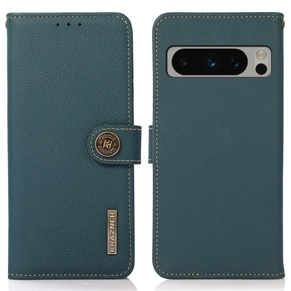 

KHAZNEH Чехол-подставка для телефона Google Pixel 8 Pro, кошелек с RFID-блокировкой, чехол для телефона из натуральной коровьей кожи Green