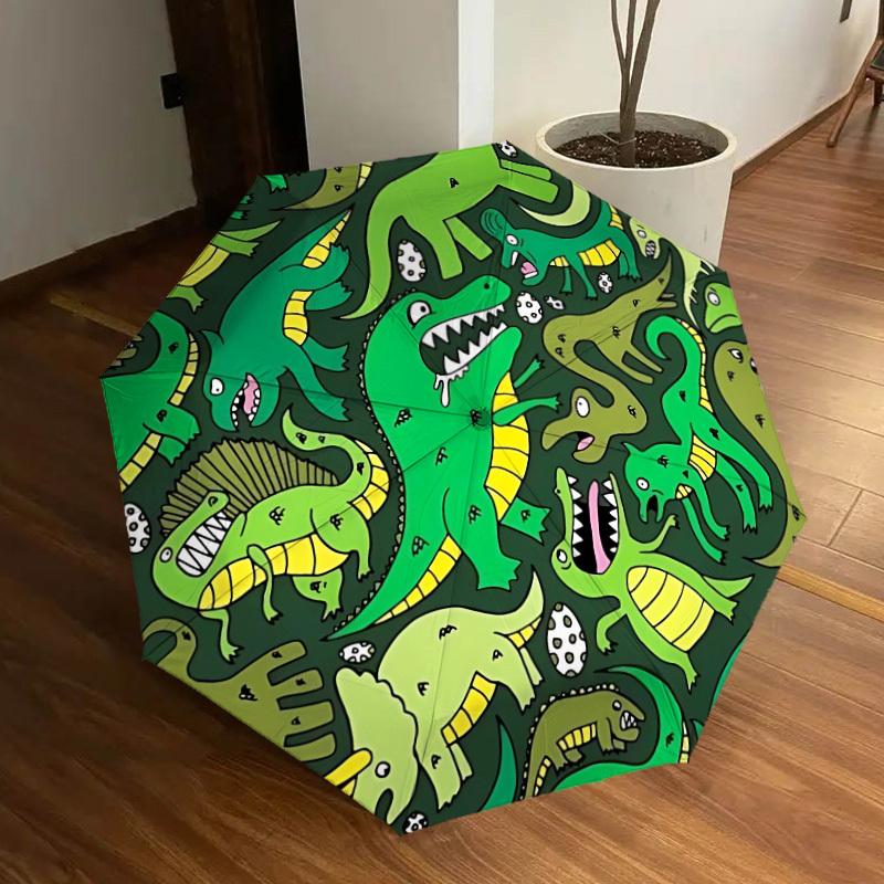 1pc Dinosaur Pattern Automatic Folding Umbrella - Portable Collapsible Design, 8-Rib Iron Frame, Casual Outdoor Accessory yy251215216