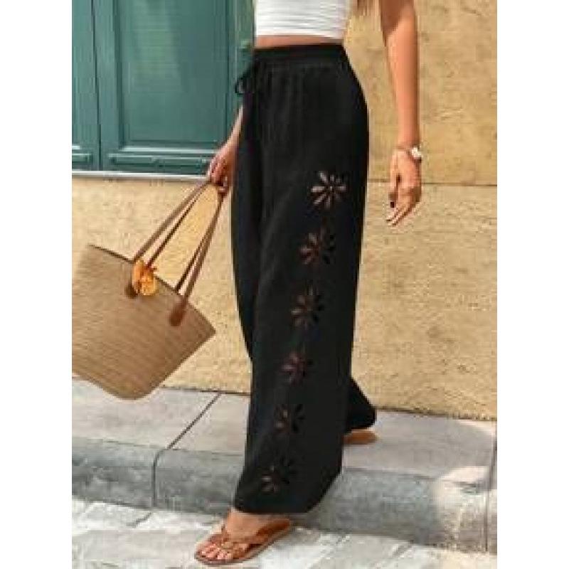 New 2026 Casual Drawstring Hollow Loose Wide-Leg Trousers