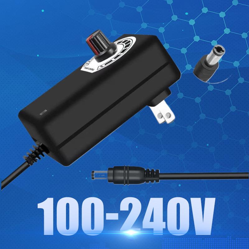 Adjustable 3-12V 2A Power Adapter with LED Light, Blower, and Temperature Control