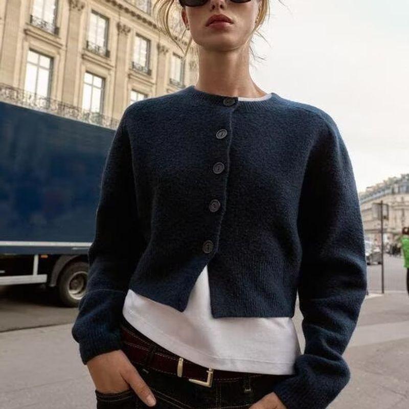 Za Autumn and Winter New Arrivals Women's Clothing Zr European and American Style Fashionable Versatile Button Knit Jacket 5536149 728