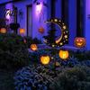Solar Halloween Decorations for Outdoor Witch Pumpkin Moon Garden Stake Light, Waterproof on Crescent Unique Gifts Home with Lantern, LED Yard