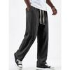 Spring Summer Men's Old Money Style Linen Cotton Loose Straight Wide Leg Trousers Drawstring Casual Pants